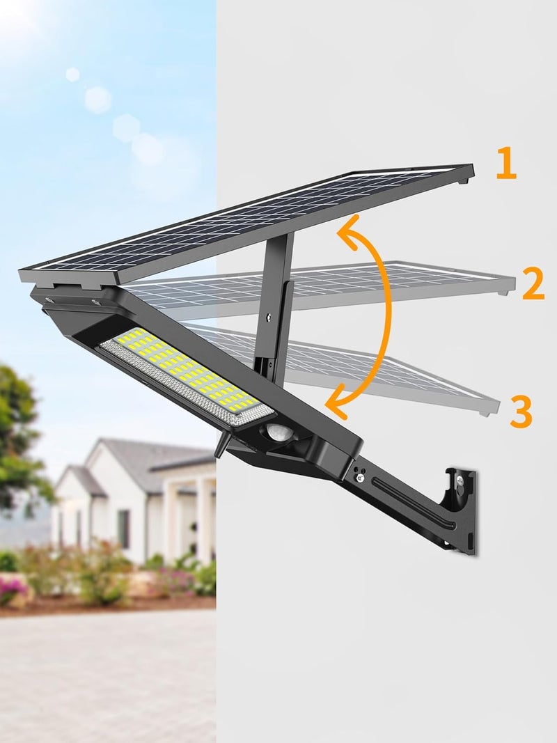 intelamp Solar Street Lights Outdoor Waterproof 3000LM 12500mAh Dual Motion Sensor Dusk to Dawn Security Floodlight Lamp Outside, LED Flood Lighting Exterior with Remote for Parking Lots Patio Yard - Image 5